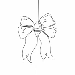 Fototapeta na wymiar Vector continuous one single line drawing icon of beautiful bow in silhouette on a white background. Linear stylized.
