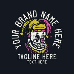 smiling clown skeleton vintage t shirt design template