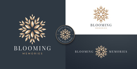 luxury blooming flower logo design