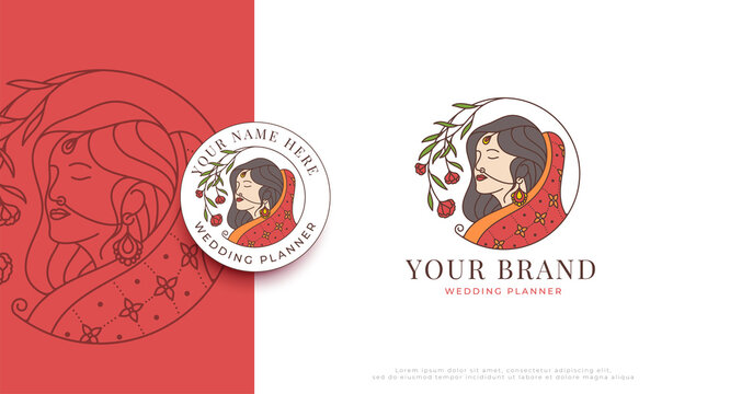 beautiful indian bride logo design