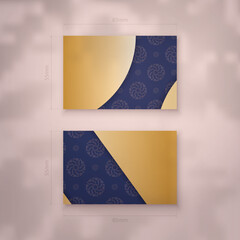 Business card in dark blue with abstract gold pattern for your personality.