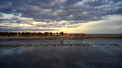 Wells Harbor at sunset - Wells, Maine