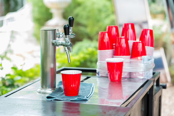 Red Plastic Drinking Cups. Plastic red solo drinking cups for beer pong or drinking game. 