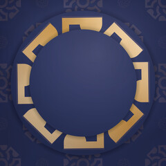 Business card in dark blue with greek gold pattern for your personality.
