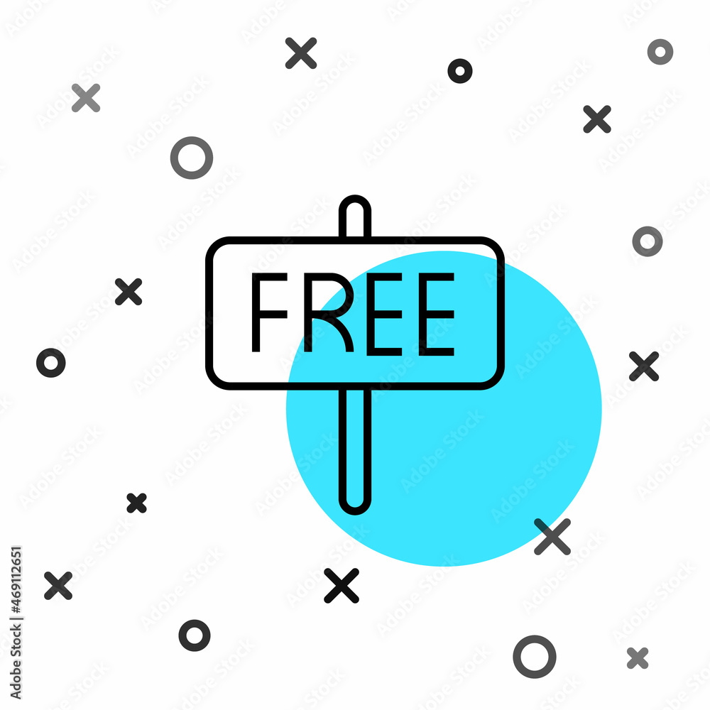 Poster black line free icon isolated on white background. random dynamic shapes. vector