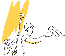 Obraz premium Continuous one line drawing of paint the walls in the room. Minimal outline concept