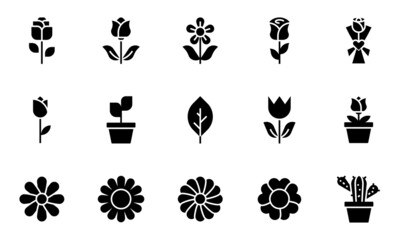flower icons vector illustrator, floral, rose, cactus