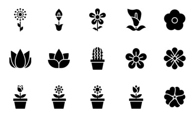 flower icons vector illustrator, floral, rose, cactus