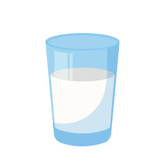 A glass of milk. Vector illustration in flat cartoon style.