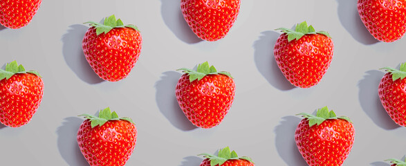 Fresh red strawberries overhead view - flat lay