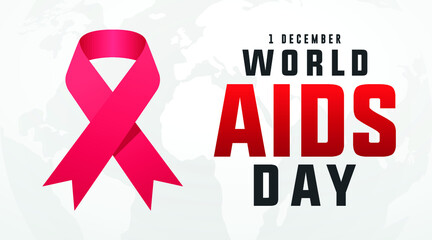 world aids day 1 december  awareness concept, sign, banner, cover, social media template with red HIV awareness ribbon on an abstract background 