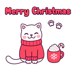 Cute Christmas cat drawing