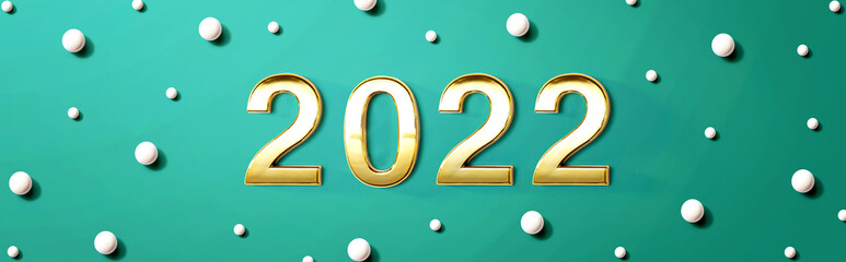 2022 new year theme with white candy dots - flat lay