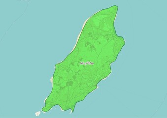 Isle of Man  map showing country highlighted in green color with rest of European countries in brown