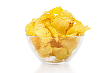 Potato chips in glass cup