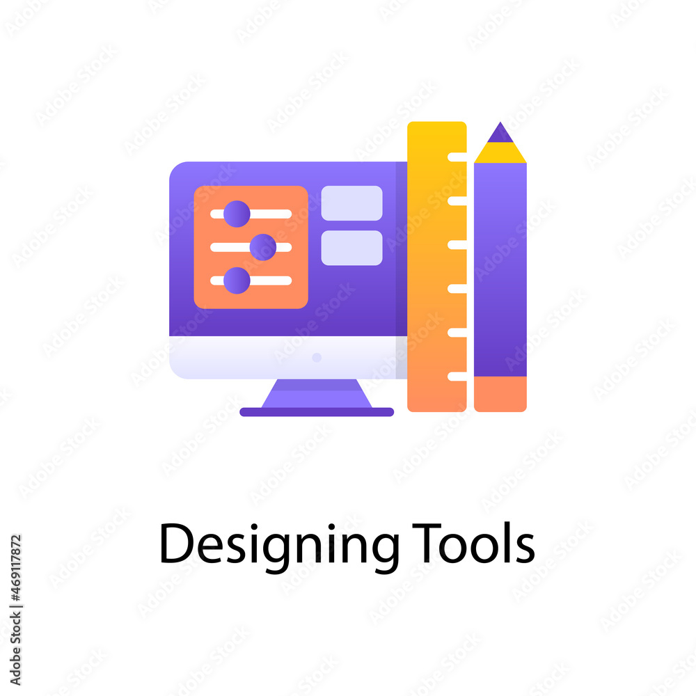 Poster designing tools vector gradient icon design illustration. activities symbol on white background eps 