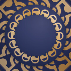Business card template in dark blue with a gold mandala pattern for your business.