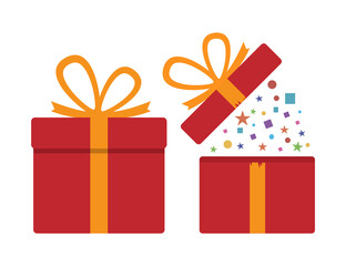 Gift boxes. Surprise in the box. Vector illustration.