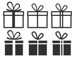 Gift box with ribbon line icon, outline vector sign. Vector illustration.