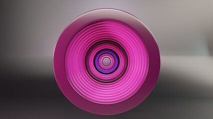 3D Illustration; Orbit around sound pink & purple colored waves
