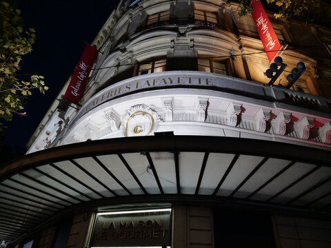 The Facade Of The Gallery Lafayette Store. Paris, France.