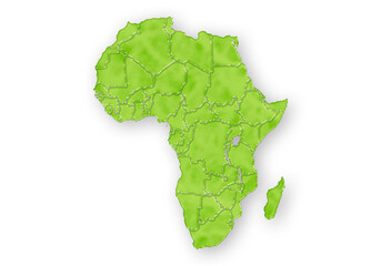 Mapa de África en color verde sobre fondo blanco.