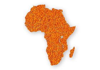 Mapa de África en color naranja sobre fondo blanco.