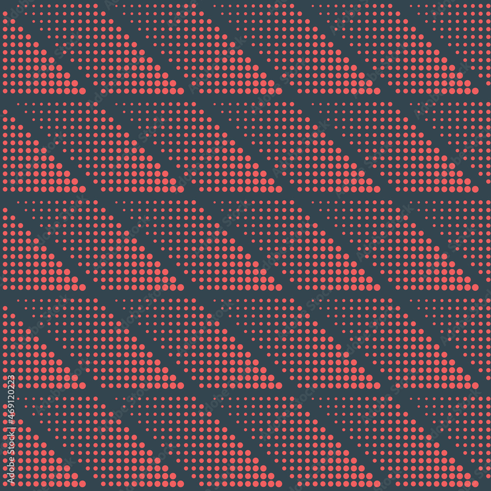 Poster red blue halftone pattern incline rectangles vector retro abstract background. repetitive dotted geo