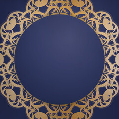 Business card template in dark blue with Greek gold pattern for your business.