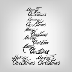 merry christmas black ink vector lettering set