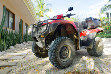 Quad bike parked by the house