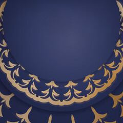 Obraz premium Business card template in dark blue with Greek gold pattern for your business.