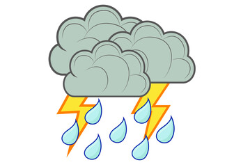 Vector illustration of weather storm, symbol of rain - weather and lightning icon.