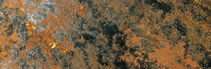 Grunge rusty dark metal background texture or backdrop, large size banner