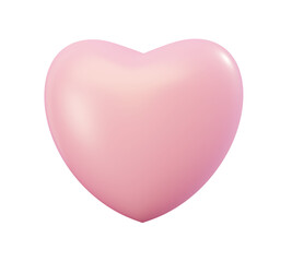 Delicate pastel pink heart on a white background. 3d rendering