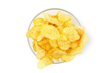 Potato chips in a glass cup