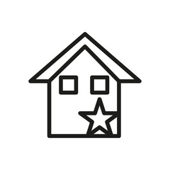 Vector Line Icon Related Home, Cottage, House, Building