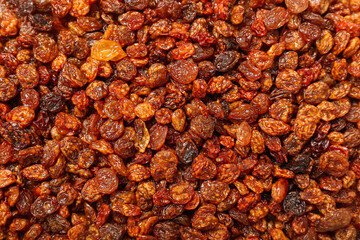 Sweet dried raisins as background