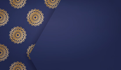 Dark blue background with indian gold ornaments for logo design