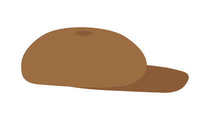 Cartoon brown cap. Retro style, British culture. Graphic elements for website of clothing store. Mens fashion, vintage. French, beret, seasonal, autumn, military. Cartoon flat vector illustration