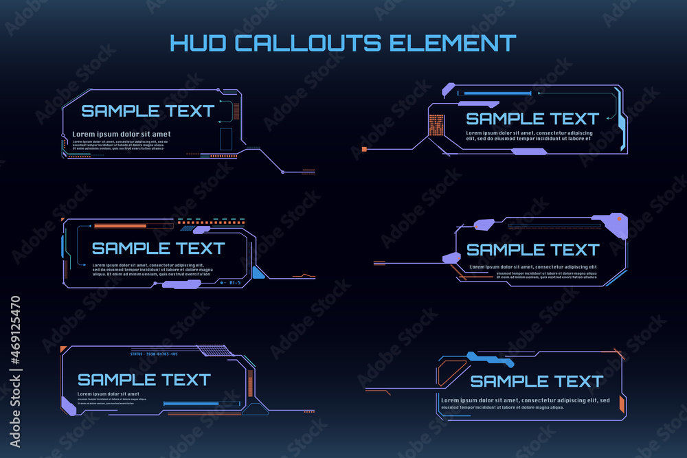 Poster HUD Title Creative Callouts Digital Technology Scifi Element Vector.