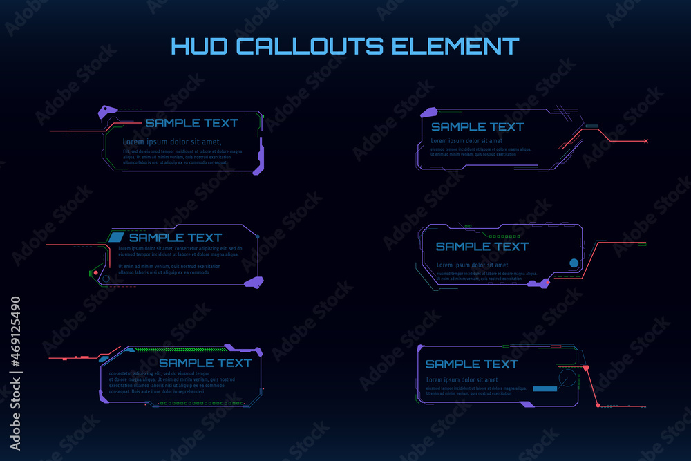 Poster HUD Futuristic UI Callout Massage Interface Template. Identification Information Display Dashboard.