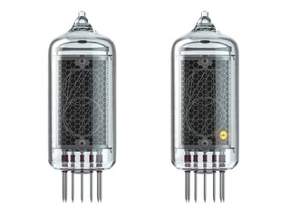 Empty nixie tube indicator isolated on white.