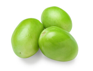 Fresh green tomatoes on white background