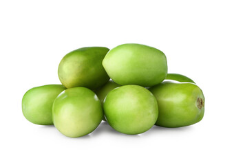 Fresh green tomatoes on white background