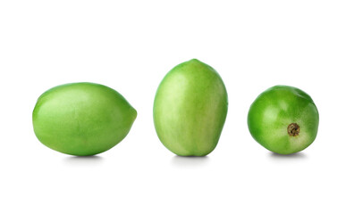 Fresh green tomatoes on white background