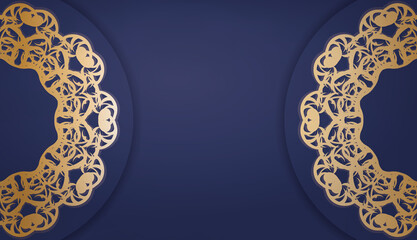 Dark blue background with mandala gold pattern and place under your logo or text