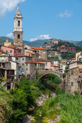 Fototapeta na wymiar View of Dolcedo, a picturesque village near Imperia, Liguria, Italy 