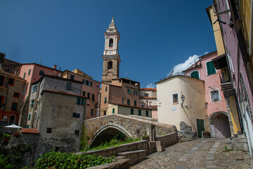 Fototapeta na wymiar View of Dolcedo, a picturesque village near Imperia, Liguria, Italy 