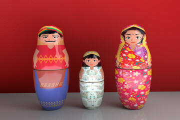 Indian nested dolls family - isolated